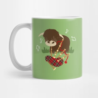 Highland Cattle Play Bagpipes - black Mug